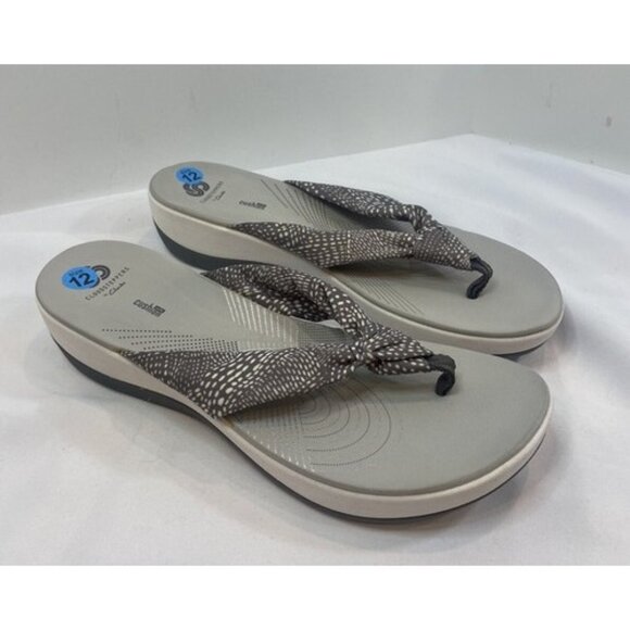 Clarks ARLA Glison Gray SIZE 12 Fabric Sandals Womens Cloudsteppers NEW - Picture 1 of 7